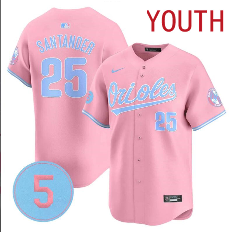 Youth Baltimore Orioles 25 Santander pink 2024 Nike MLB jersey